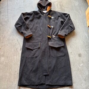 Stephane Mathews II Women's Black Wool Blend Toggle Coat Hooded‎ XS